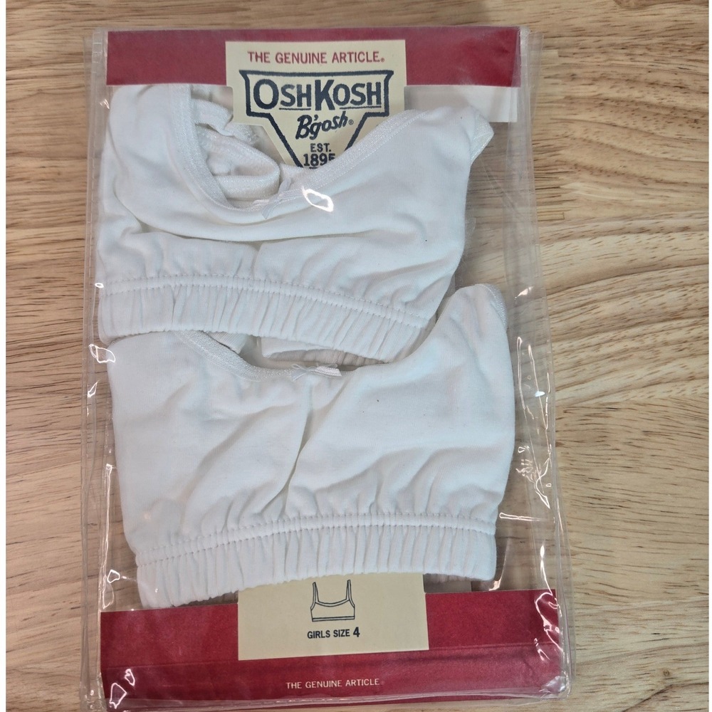 OshKosh B'gosh Girls 2-Pack White Cotton Bralettes Size 4 Style 479-034